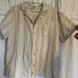 Rylee + Cru Beige Striped Button Down Shirt